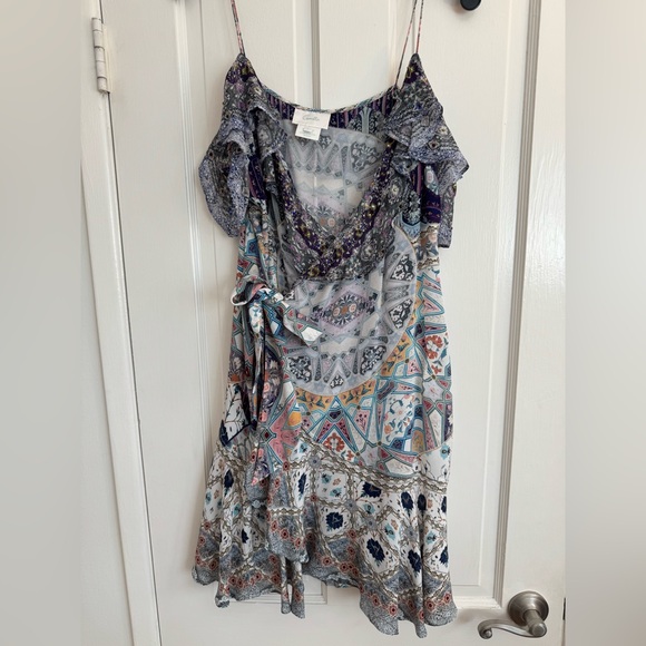 Camilla Tales of Tatiana silk purple print Wrap Dress With Frill size Large - Picture 11 of 16